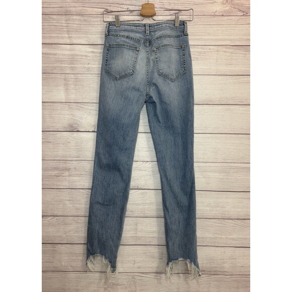 L’Agence  High Rise Straight Leg Light Wash Destroyed Knee Jeans Size 25 - Picture 2 of 12